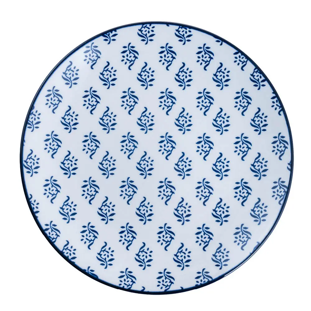 Sakura asjett 19 cm hvit/blå