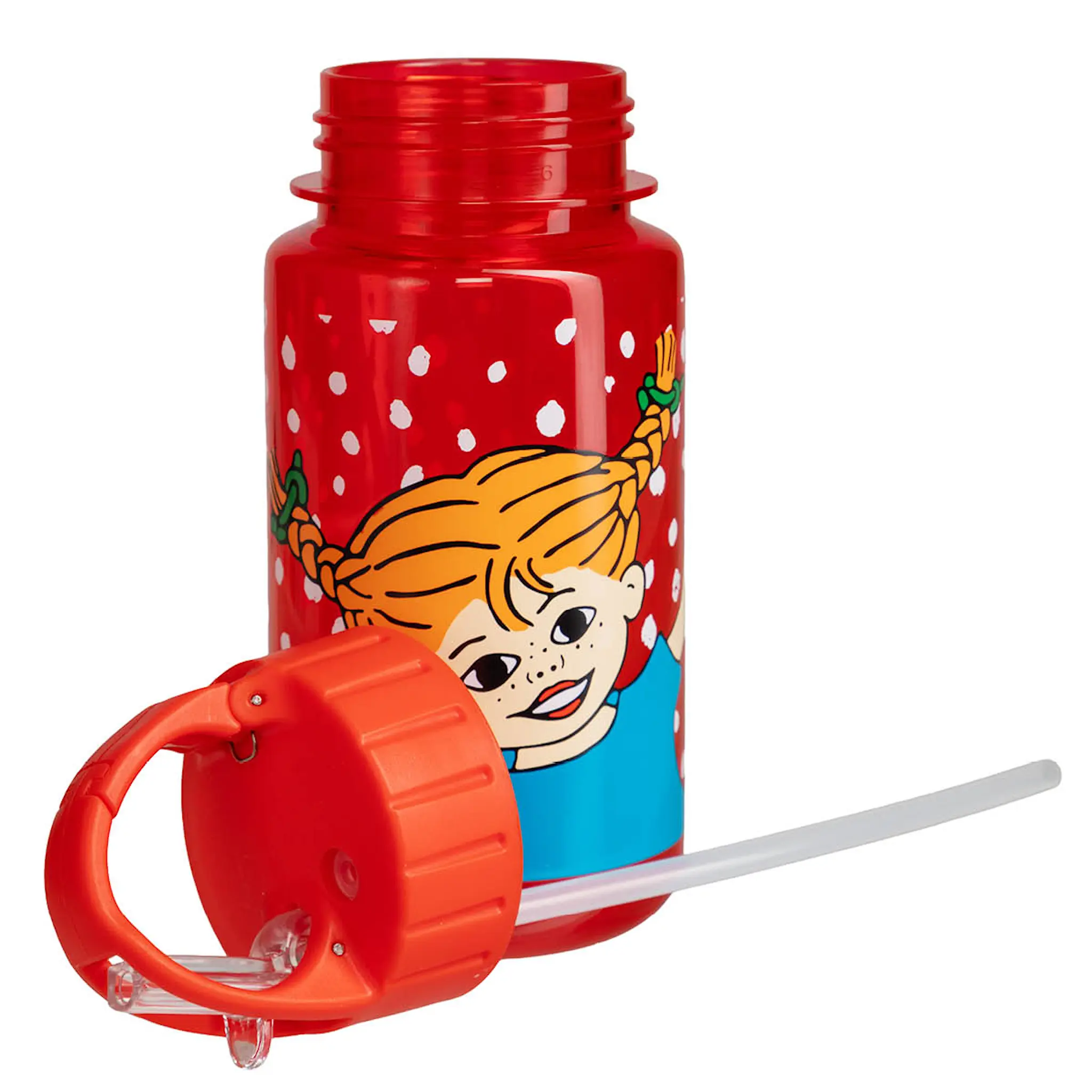 Martinex Pippi vattenflaska 35 cl röd prickig