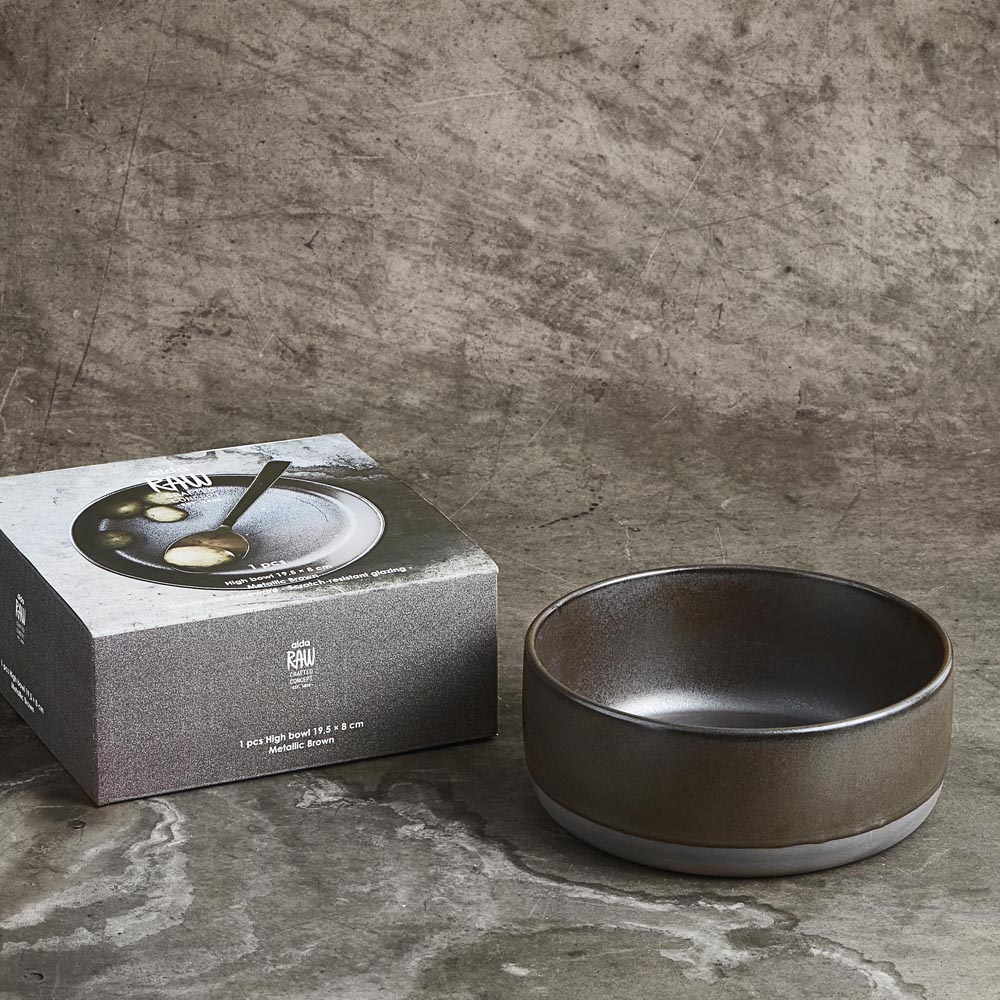 Aida RAW Metallic Brown skål høy 19x8 cm