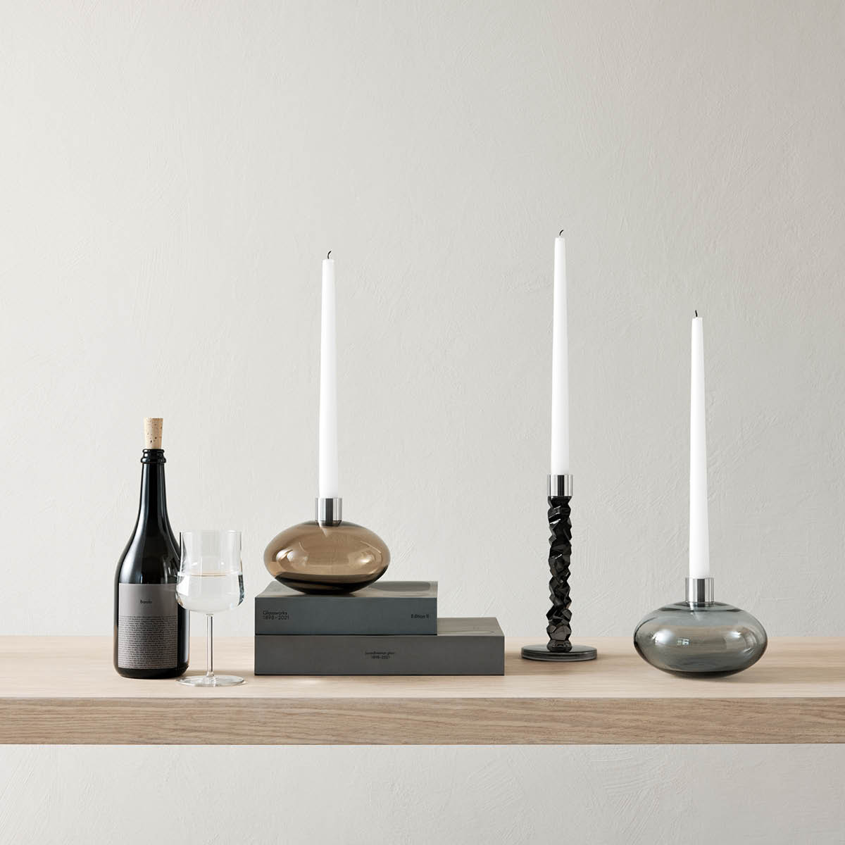 Orrefors Carat Ljusstake 24,2 cm 2-pack Antracit