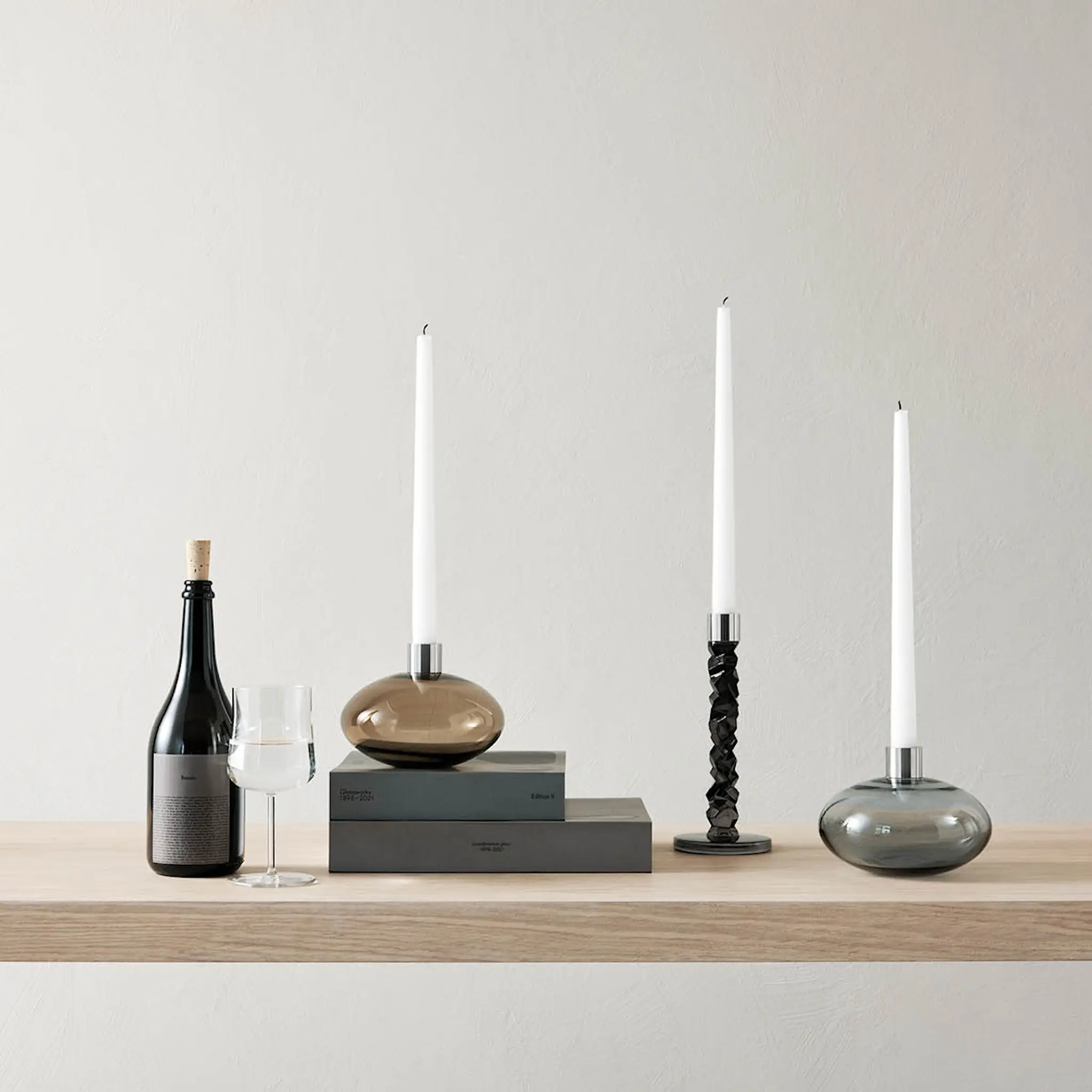 Orrefors Carat Kynttilänjalka 24,2 cm 2 kpl Antrasiitti