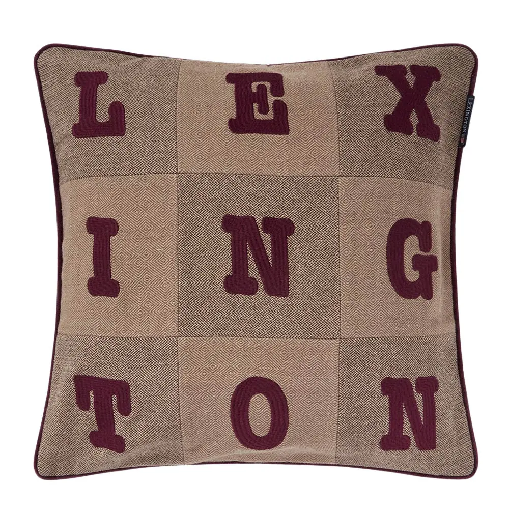 Letter Patch Tweed putetrekk 50x50 cm beige/brown/fig