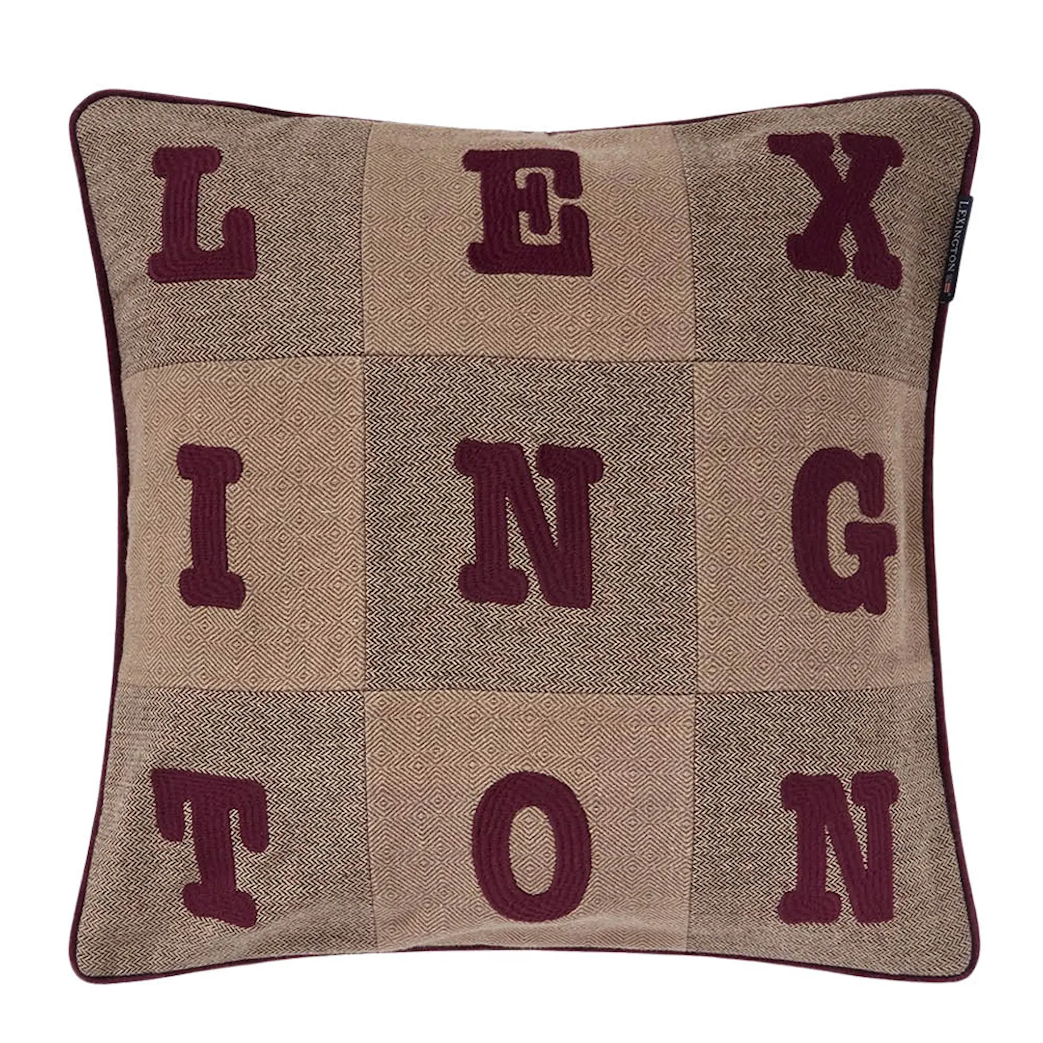 Lexington Letter Patch Tweed örngott 50x50 cm beige/brown/fig