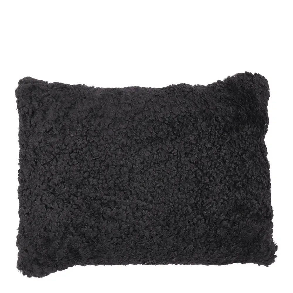 Tyynynpäällinen New Zealand lampa lyhyt villa 35x45 cm musta