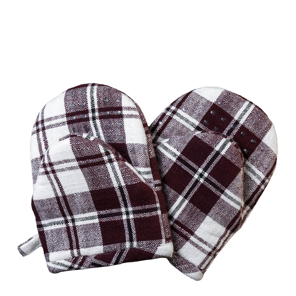 Sabor Home grytvante 2-pack bomull vinröd/beige/svart