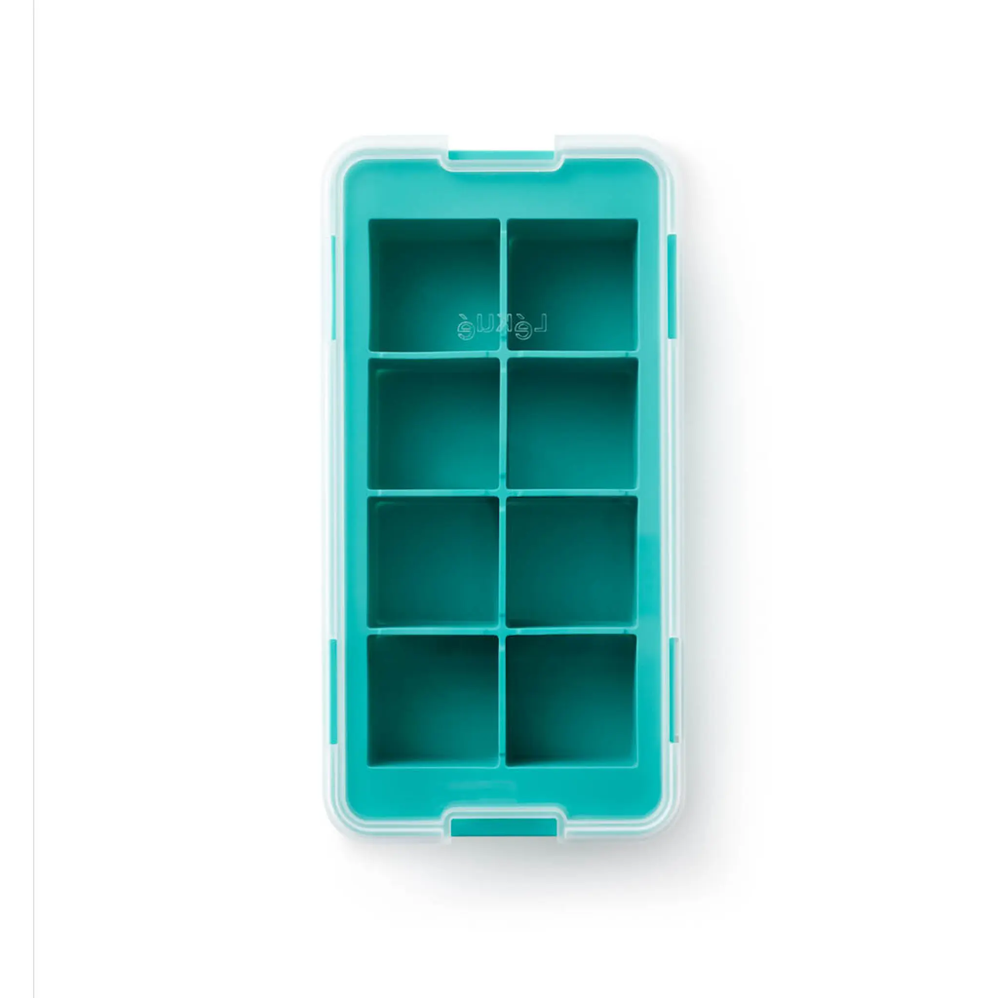 Lékué XL isform med lock för 8 stora iskuber turkos