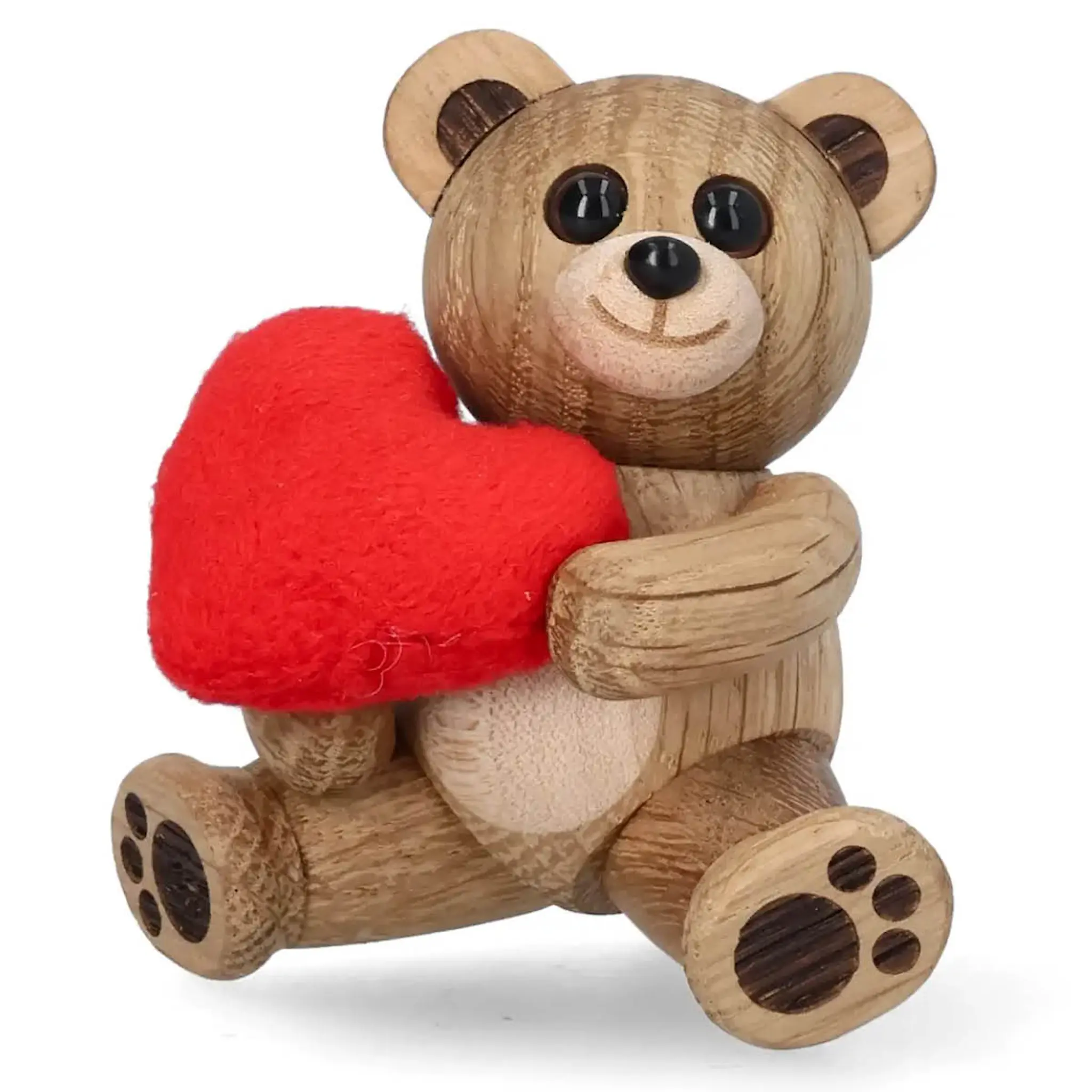 Spring Copenhagen Squeeze Teddy Bear with Heart trefigur 7,6 cm eik