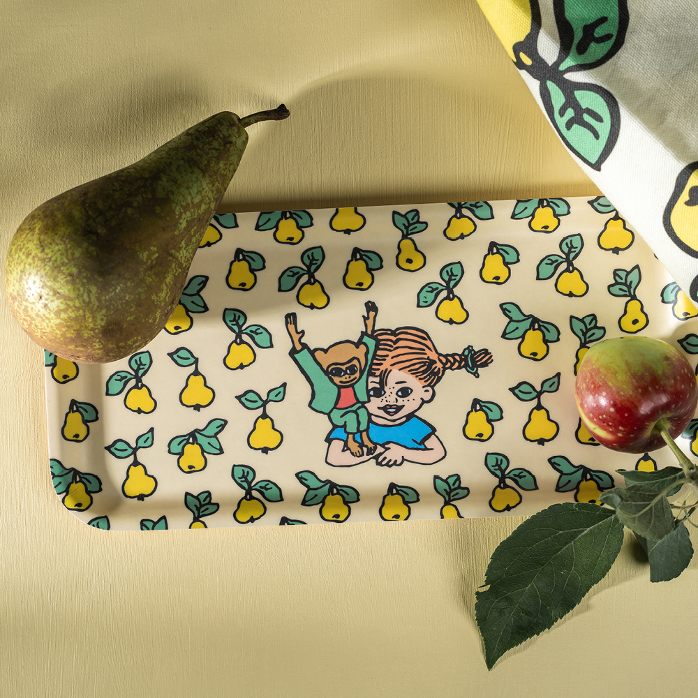 Muurla Peppi Pitkätossu Tarjotin hedelmät 27x13 cm Keltainen