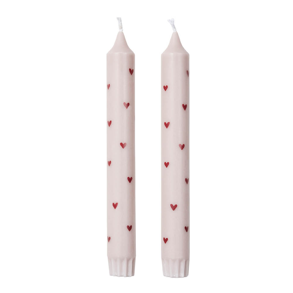 Broste Copenhagen - Amor Kruunukynttilä sydän 19 cm2 kpl Soft pink/Red