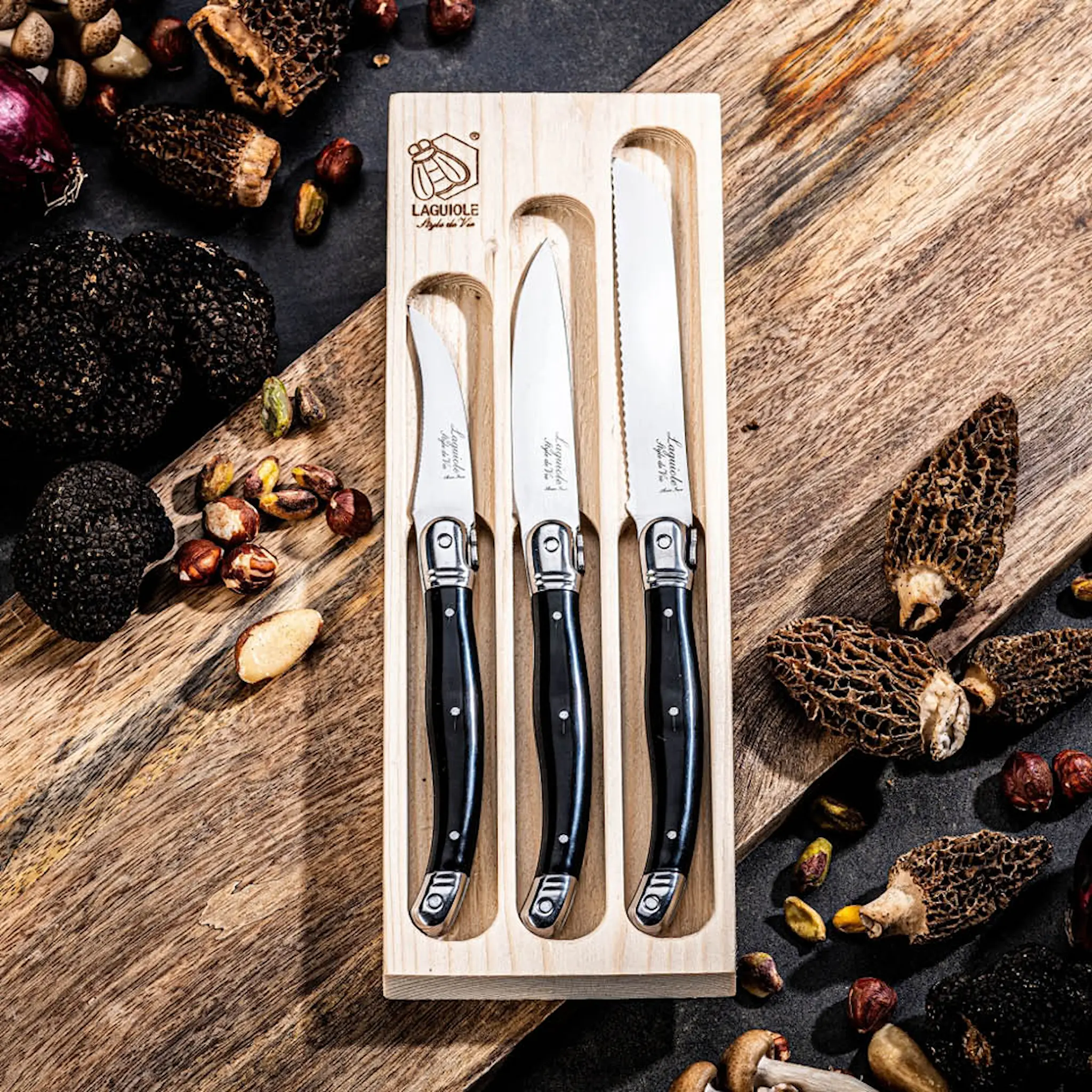 Laguiole Style de Vie Knivset 3 delar svart
