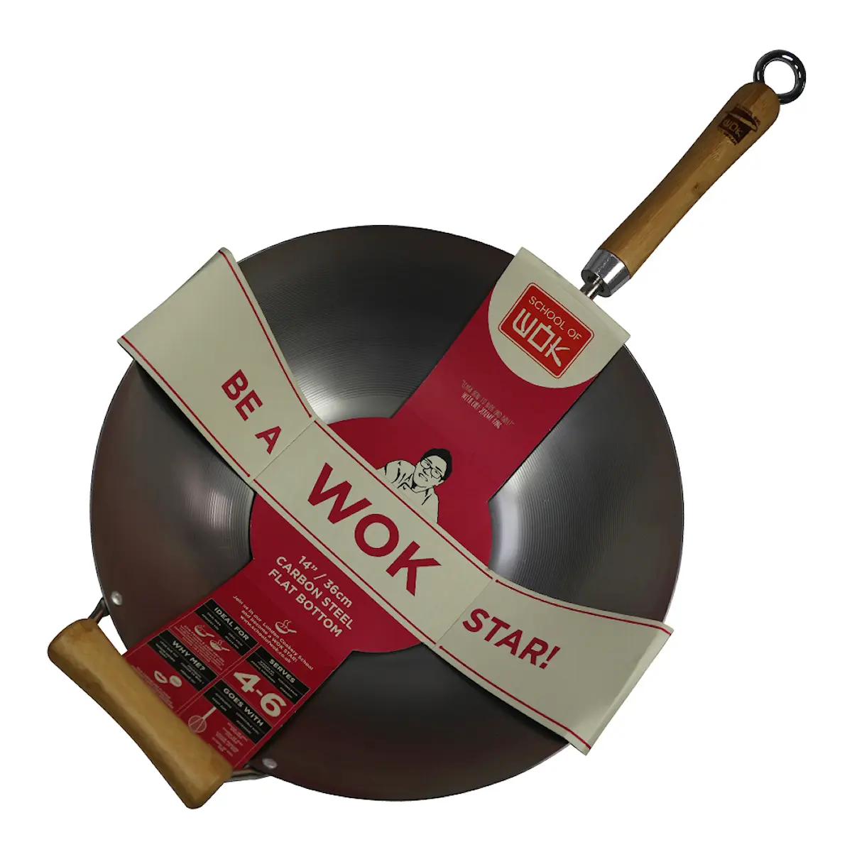 Dexam School Of Wok Wokpanna 36 cm Kolstål