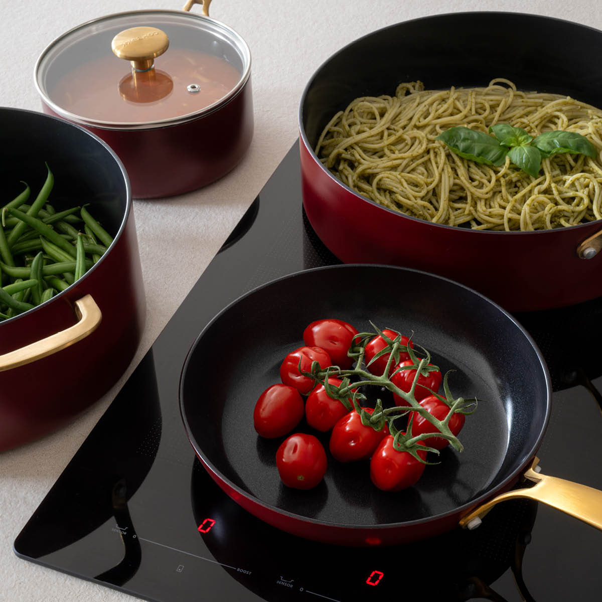 Combekk Element gryt- och stekpanneset 4 delar bordeaux