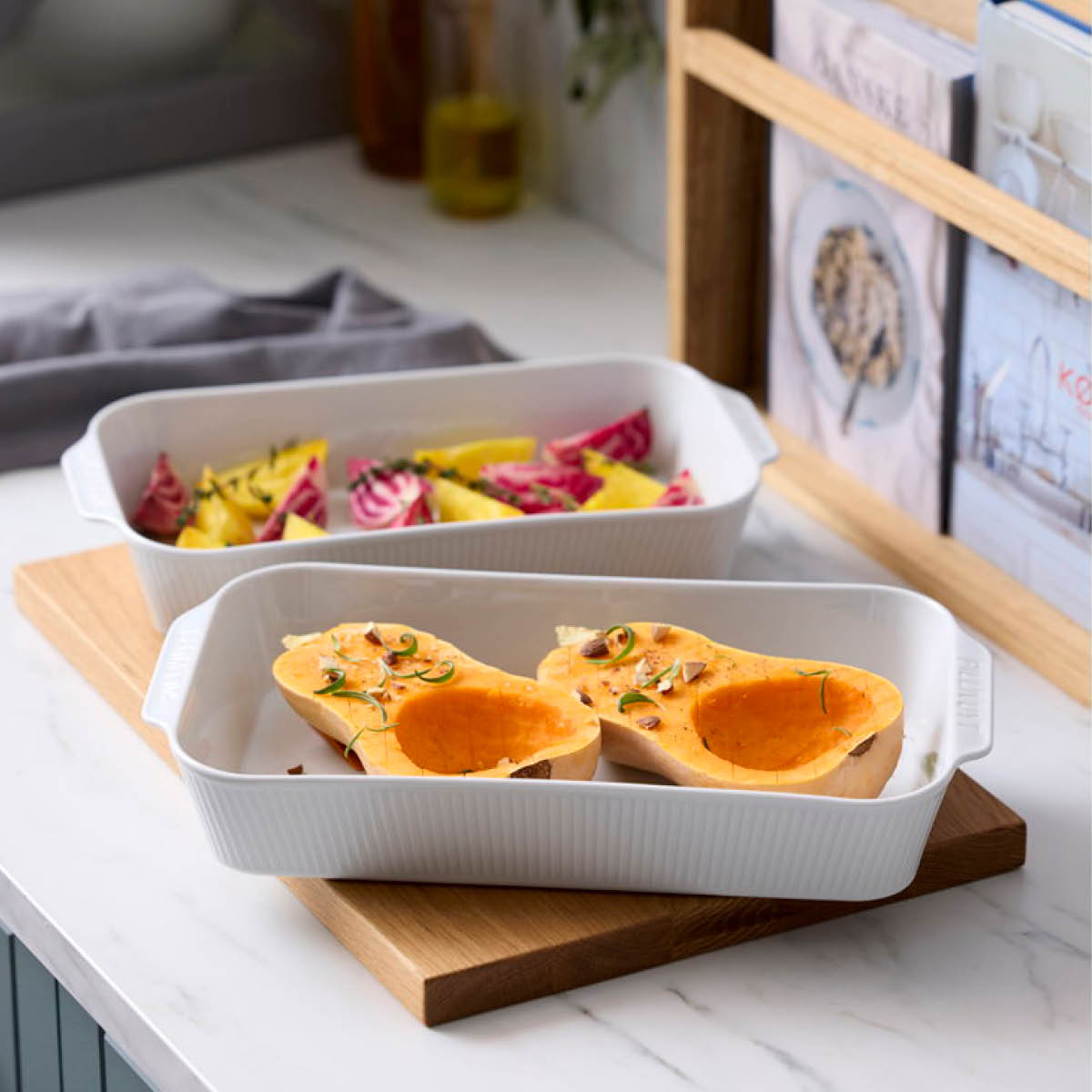 Pillivuyt Plissé serveringsfat djupt 35x19 cm 2-pack vit