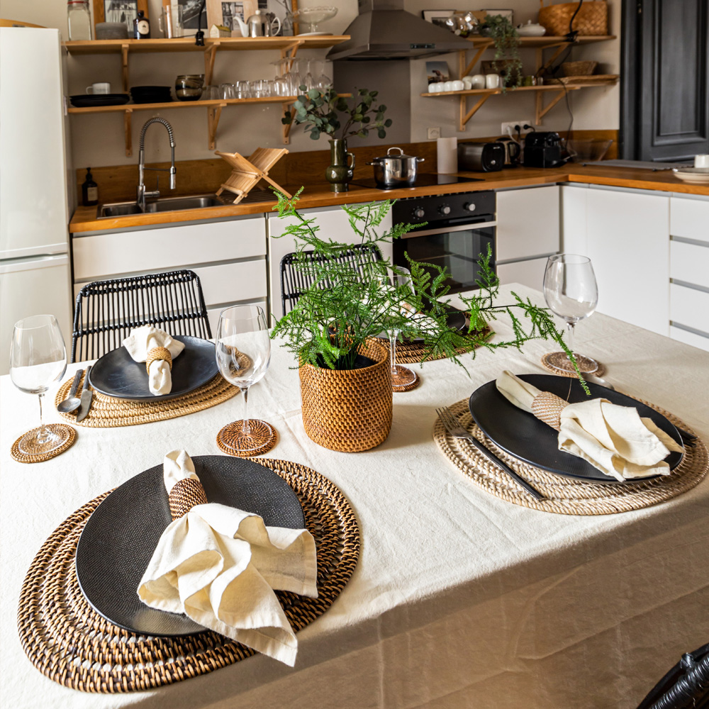 Ziczac Rattan Servettirengas 4,5 cm 4 kpl Ruskea