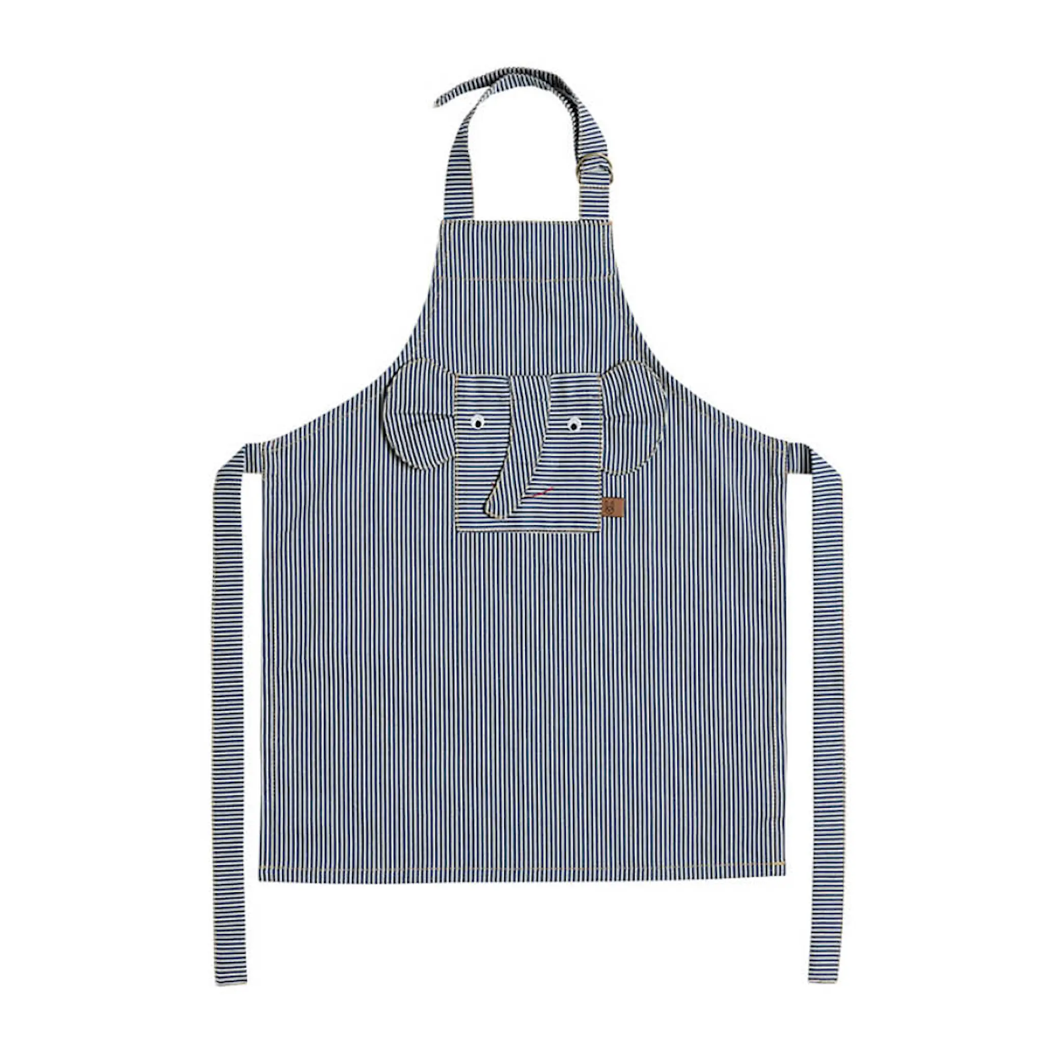 OYOY Striped Denim Elefant barnförkläde 56x44 cm blå