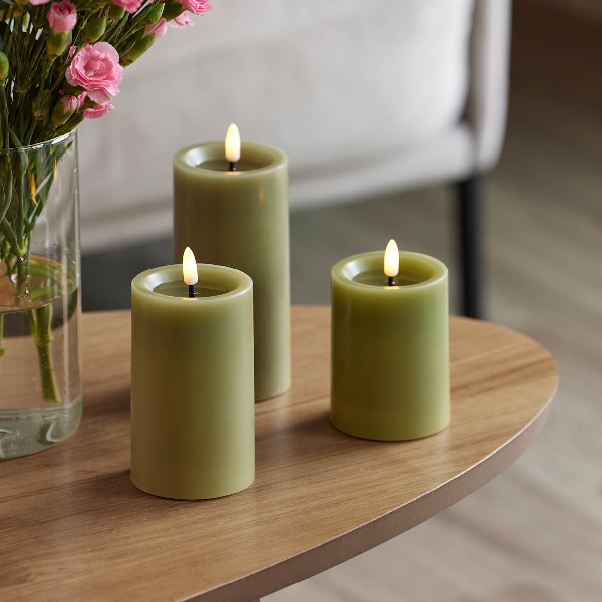 Edelweiss LED Pöytäkynttilä 7,5x15 cm Green Leaf