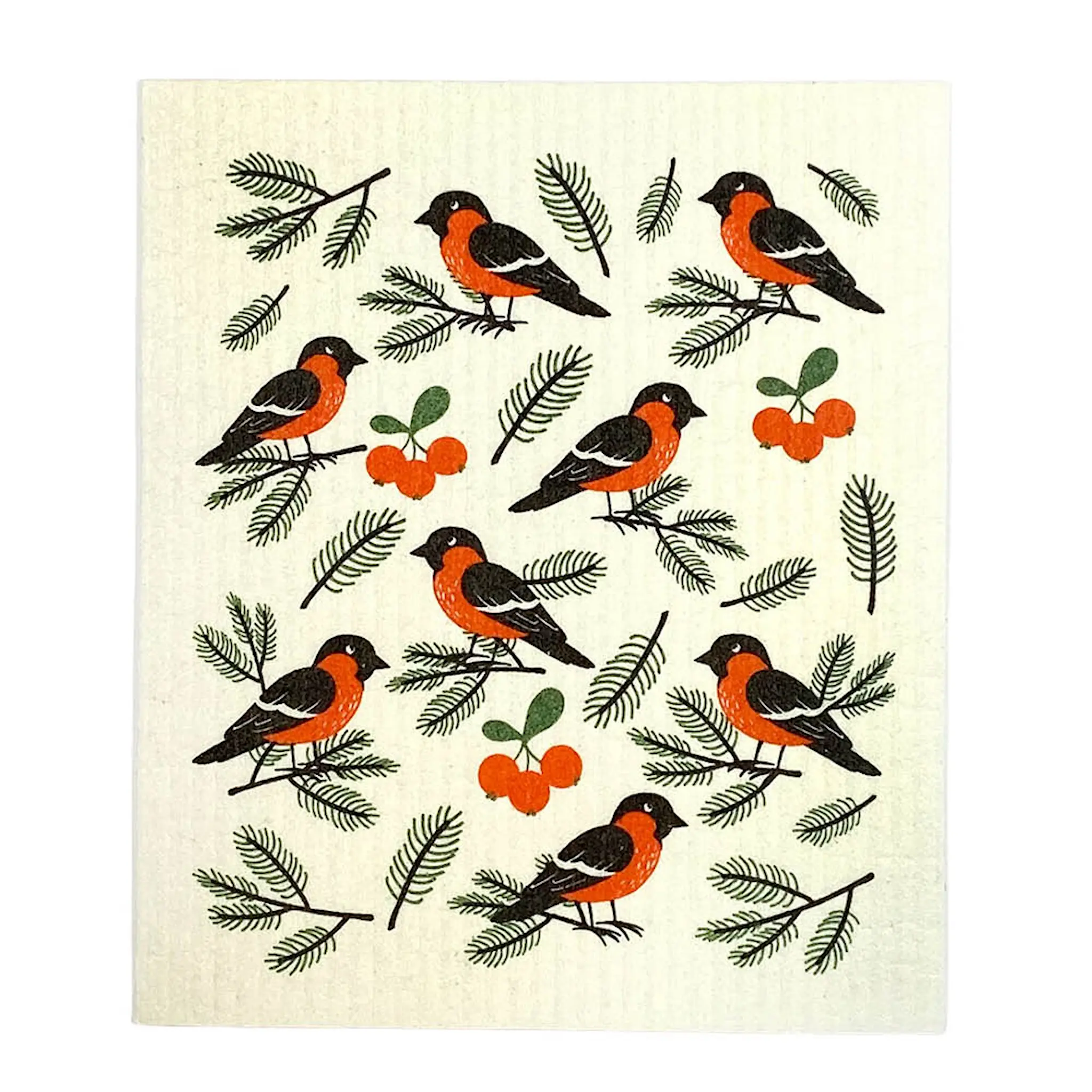 Mellow Design Oppvaskklut Domherrar 17x20 cm hvit/rød