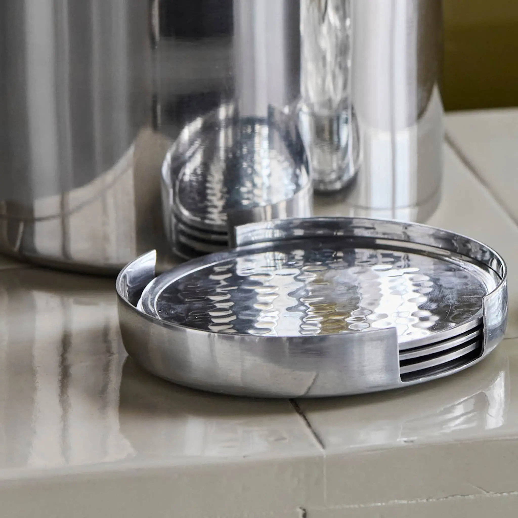 House Doctor Hammer glasunderlägg 10 cm 5 delar silverfinish