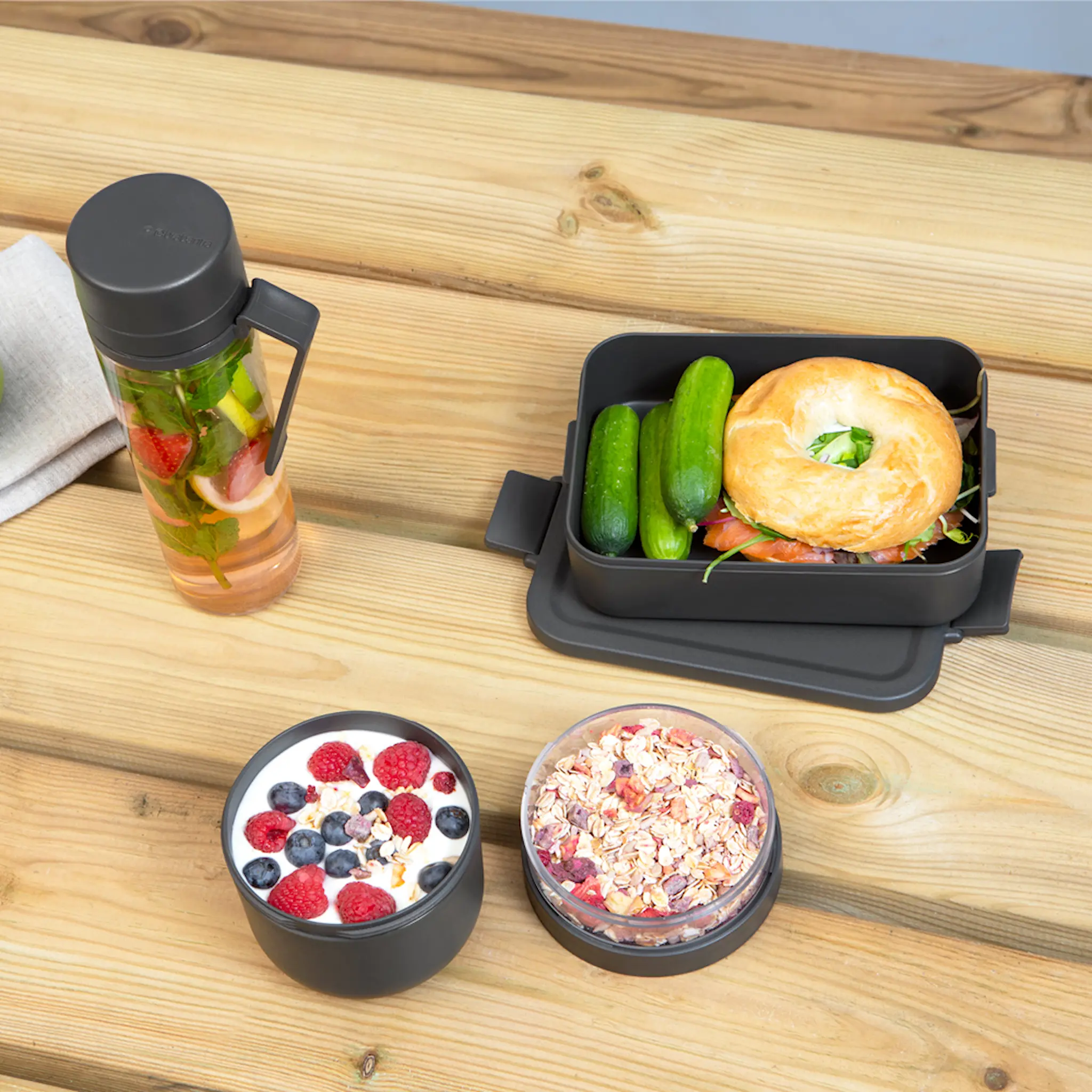 Brabantia Make & Take frukost- och lunchset 3 delar mörkgrå