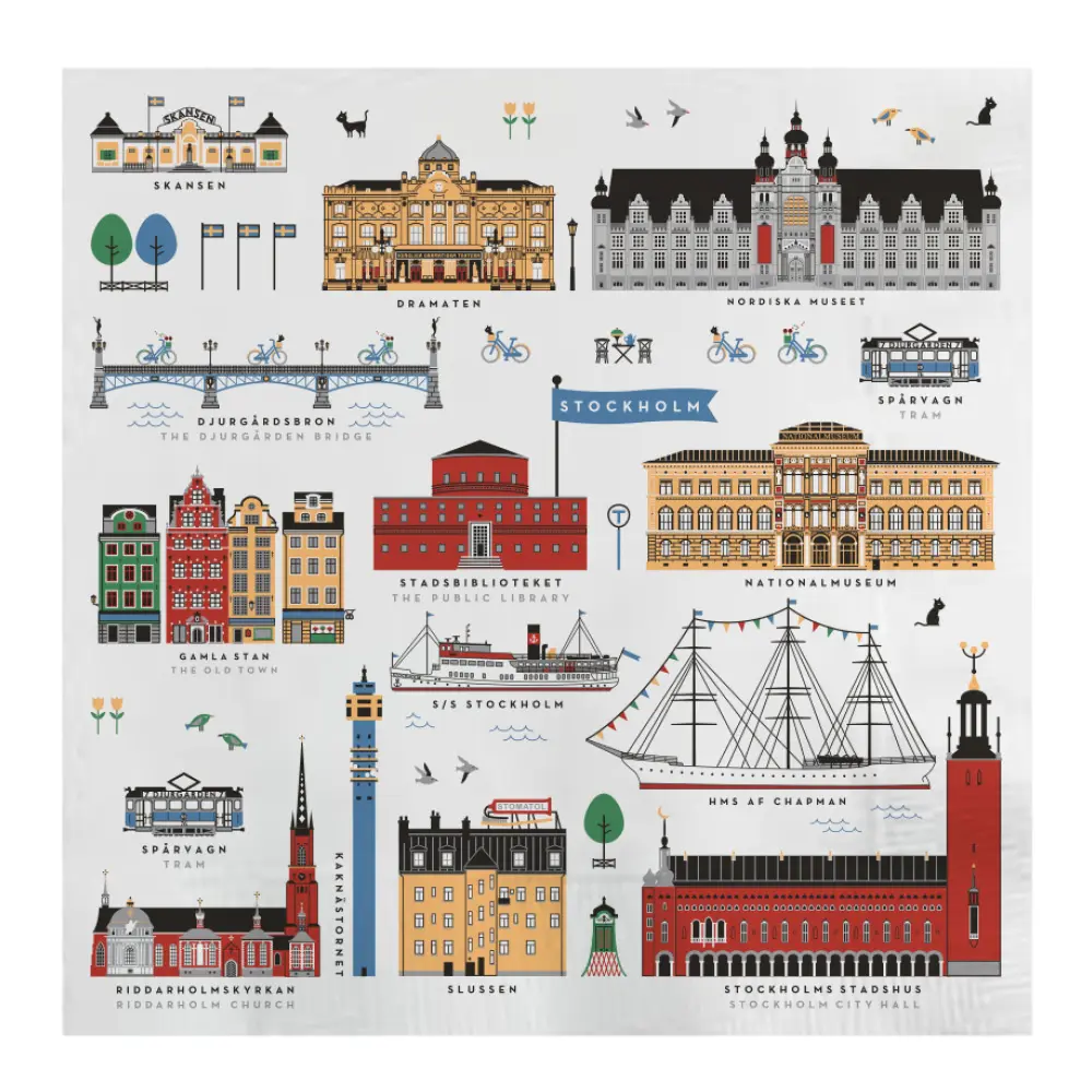 Stockholm City Servetti 33x33 cm 20 kpl