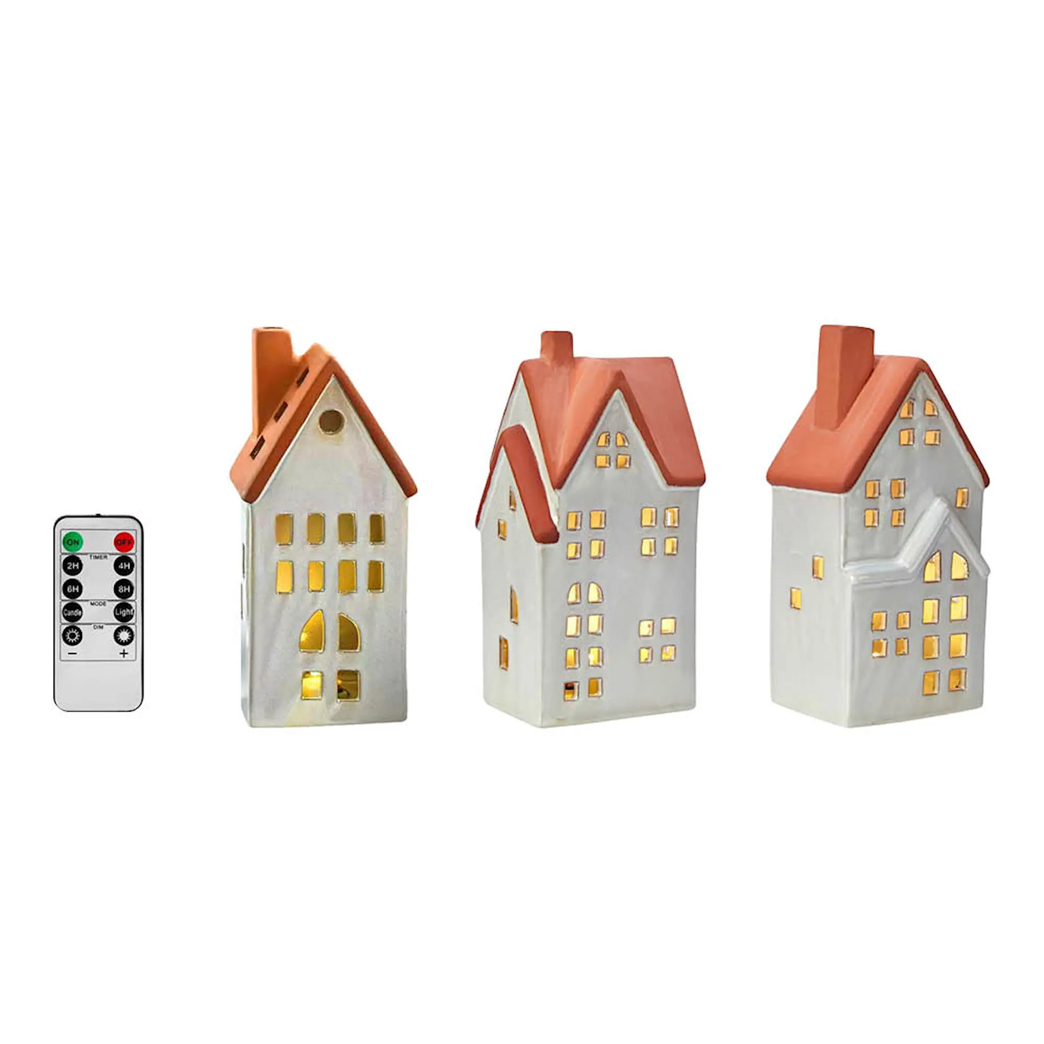 Markslöjd Molton keramikhus LED 3 delar vit/brun