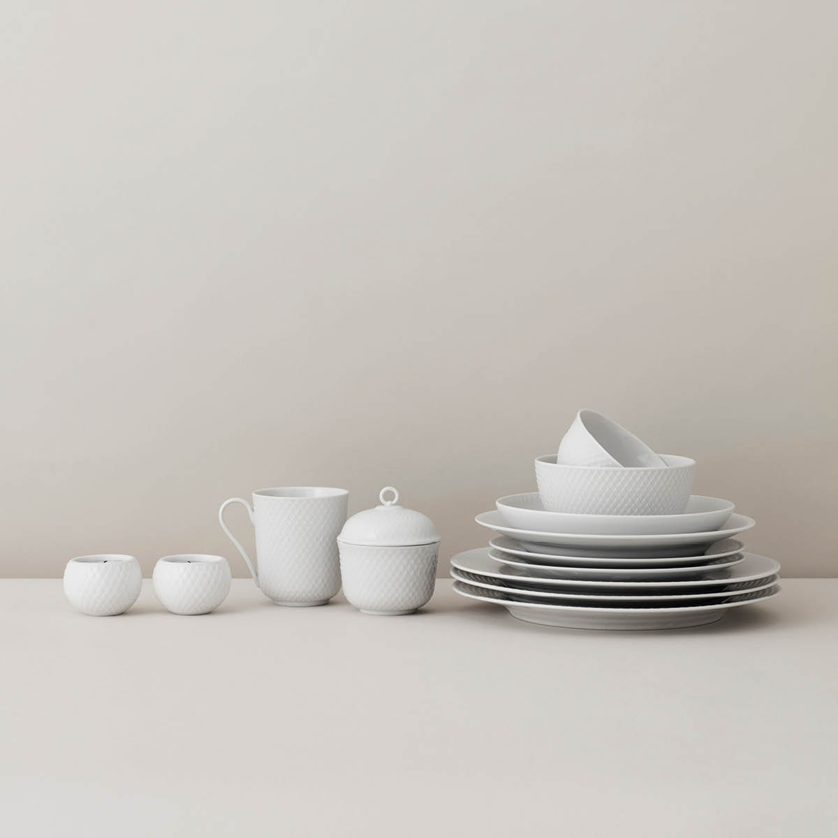 Lyngby Porcelæn Rhombe skål 8,5 cm hvit porselen