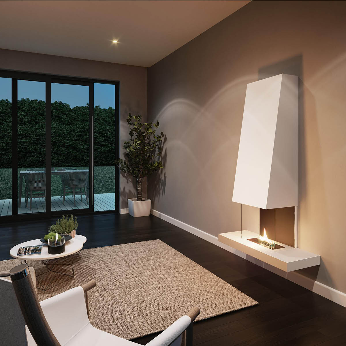 Tenderflame Raff Seinään ripustettava takka 180 1,05L Valkoinen