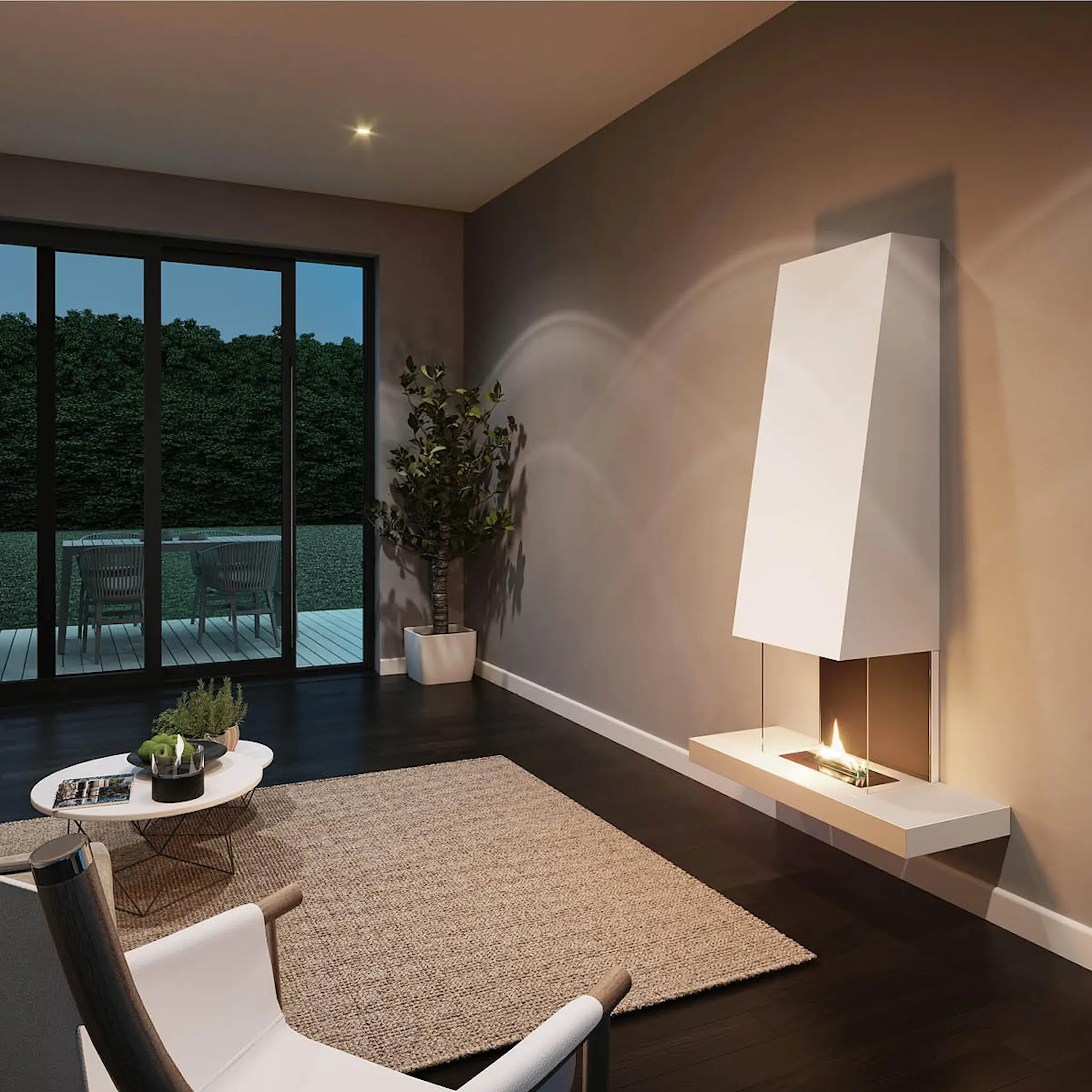 Tenderflame Raff Vägghängd Öppen Spis 180 1,05L Vit