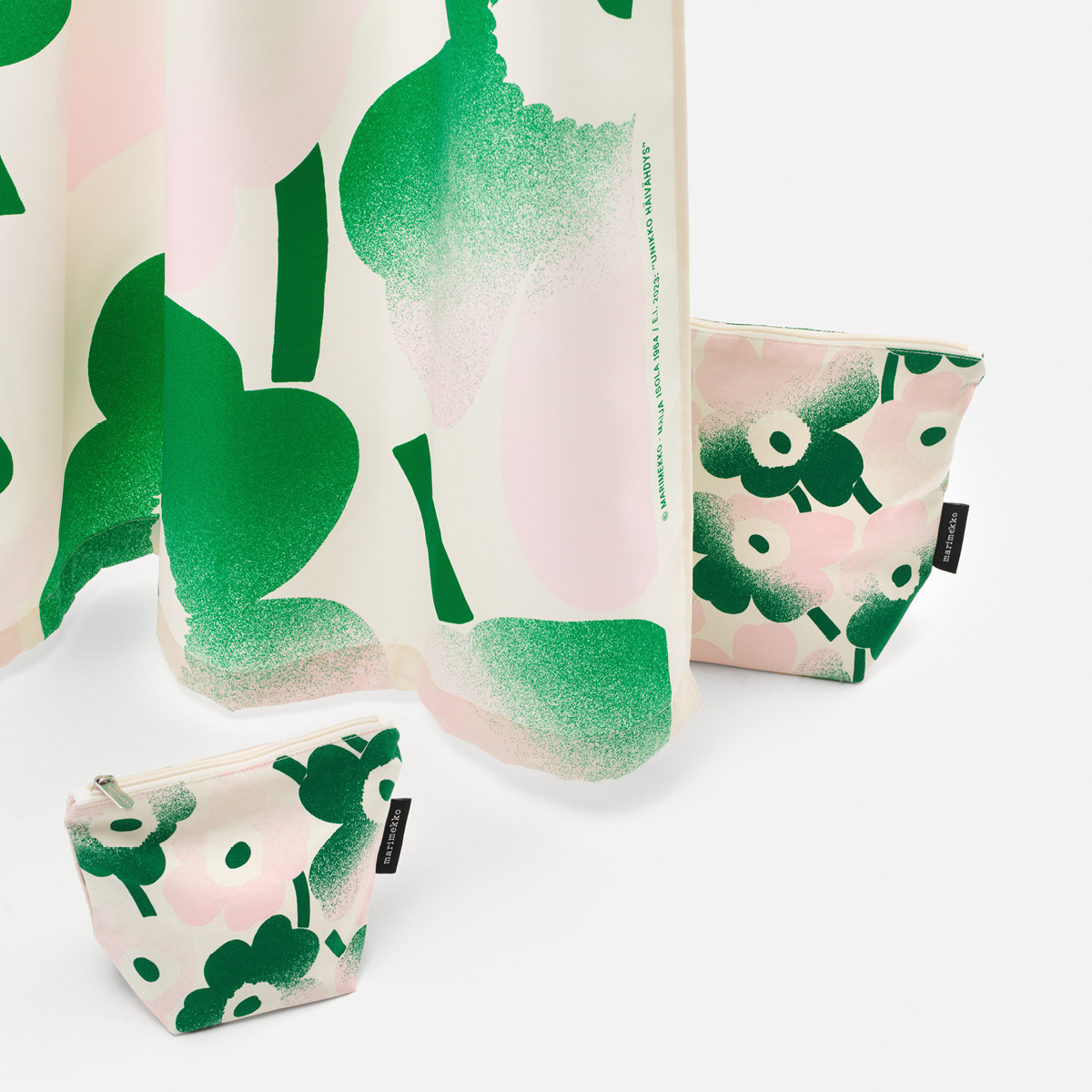 Marimekko Mini Unikko Toilettilaukku 28x24 cm Valkoinen/Roosa/Vihreä