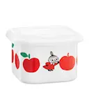 Mumin emaljburk med lock 0,67 L Glada Äpplen röd