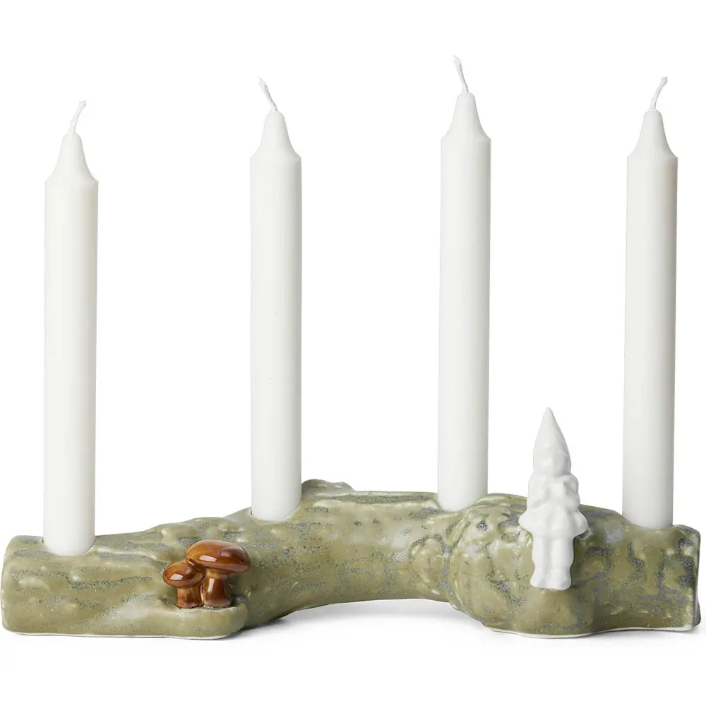 Christmas Tales Adventtikynttilänjalka 10 cm Vihreä/Valkoinen