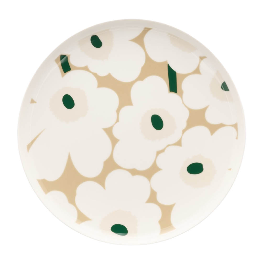 Marimekko - Oiva / Unikko lautanen 25 cm valkoinen/beige/vihreä