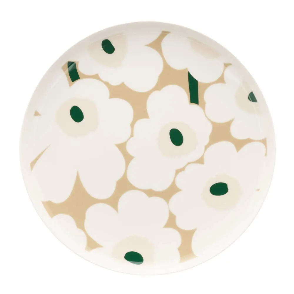 Oiva / Unikko lautanen 25 cm valkoinen/beige/vihreä