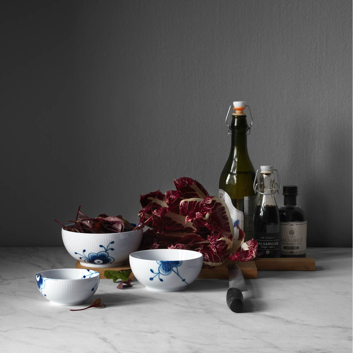 Royal Copenhagen Blå Mega Riflet skål 13 cm