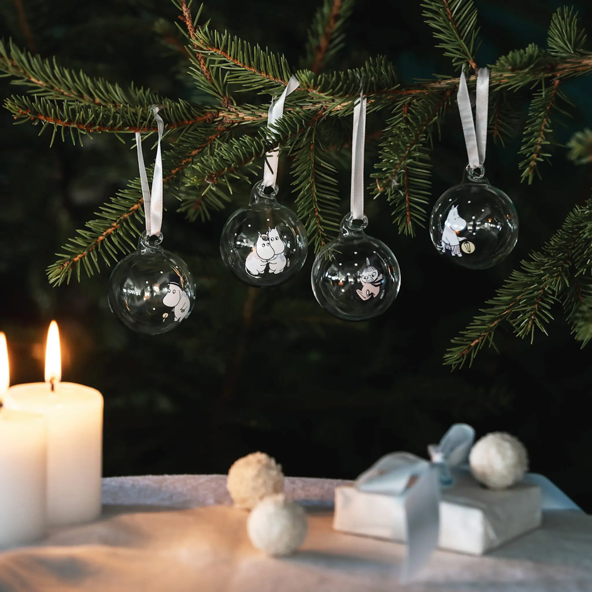 Muurla Mumin julkulor 4-pack 5 cm låt det snöa