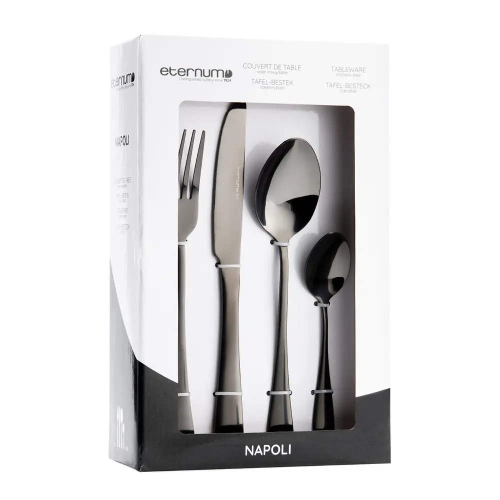 Napoli bestikksett 16 deler svart