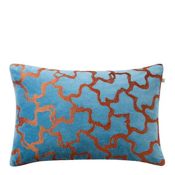 Chand kuddfodral sammet 40x60 cm Heaven Blue/Terracotta