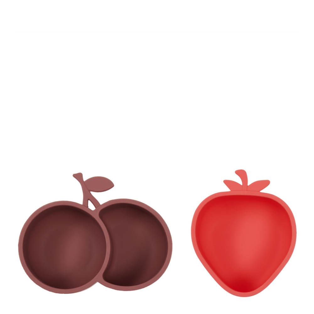 OYOY - Yummy Kulho Kirsikka & Mansikka 23,5x11,5 cm Cherry Red/Nutmeg