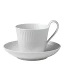 White Fluted kopp med högt handtag 24 cl med fat