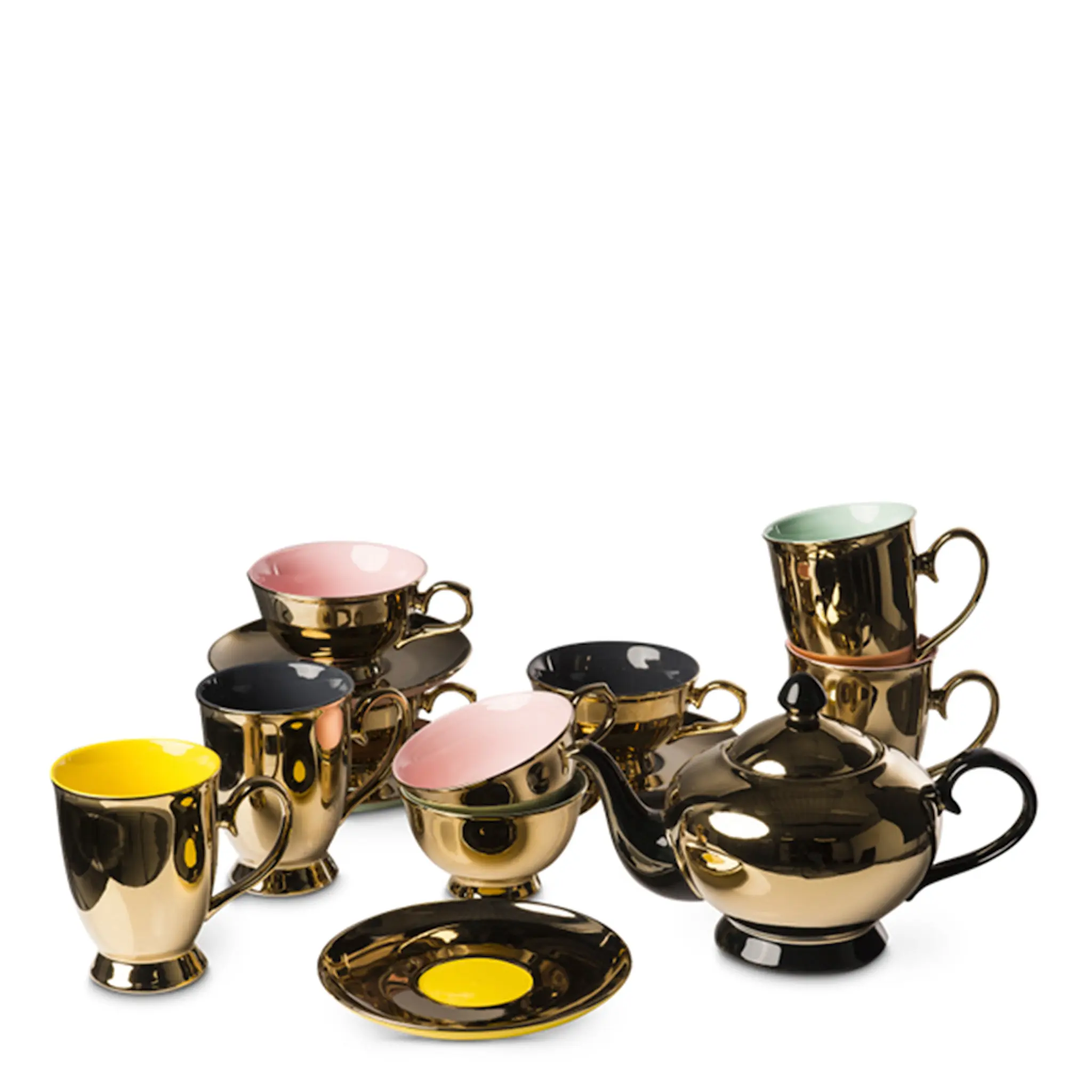 Pols Potten Legacy Mugg 12 cm 4-pack Guld/Flerfärgad