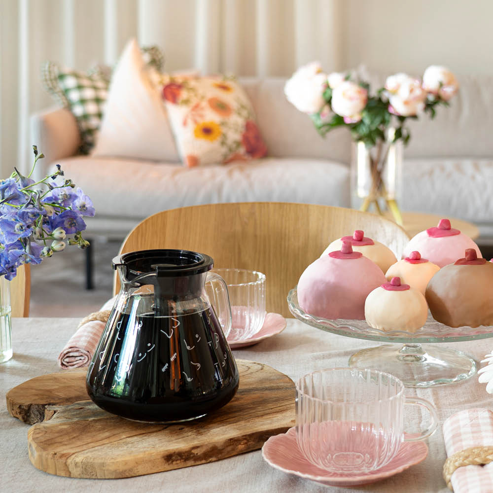 OBH Nordica Rosa Bandet glaskanna 1,25 L till Blooming kaffebryggare, bröstmönster