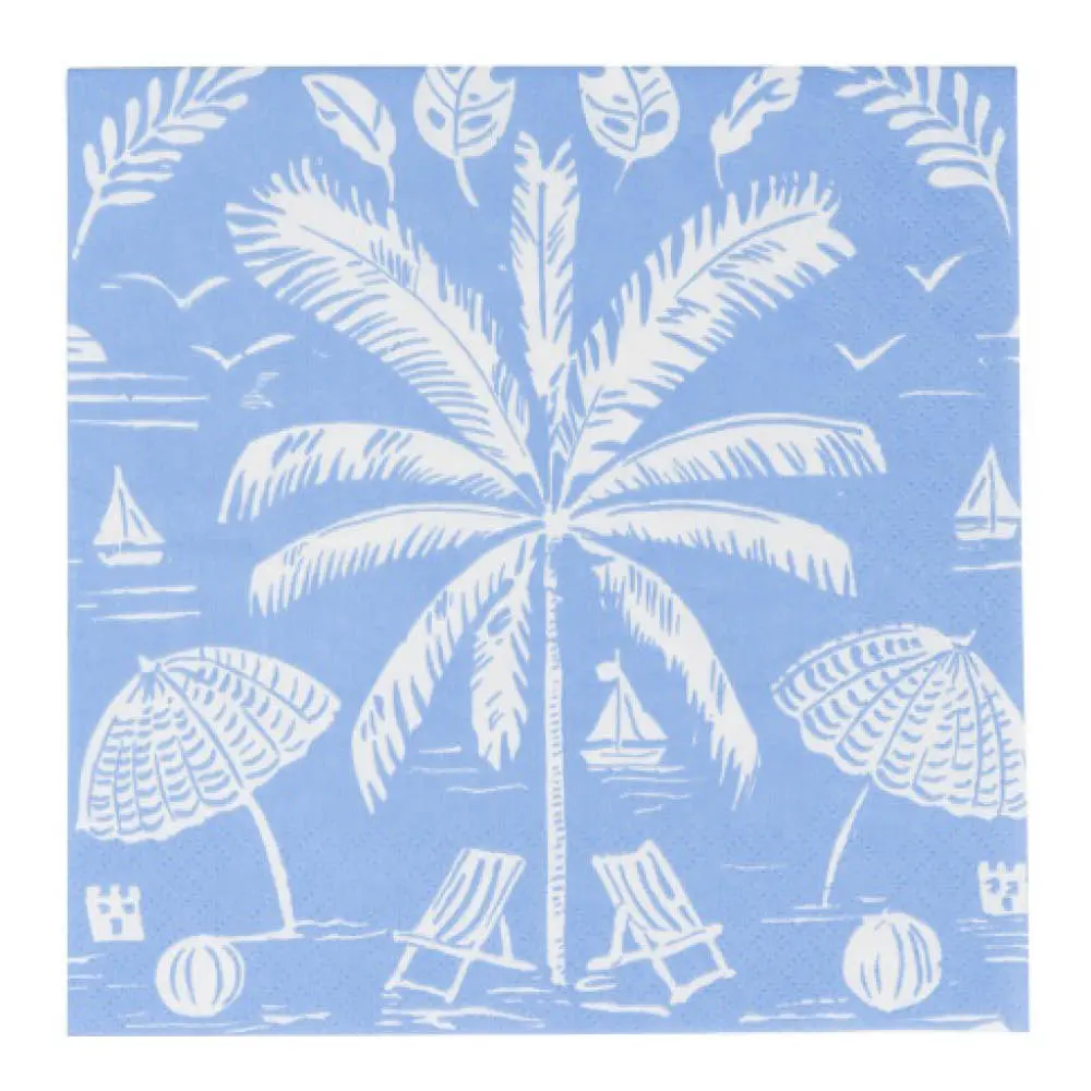 Palms And Parasols Servetti 33x33 cm 20 kpl valtameren sininen