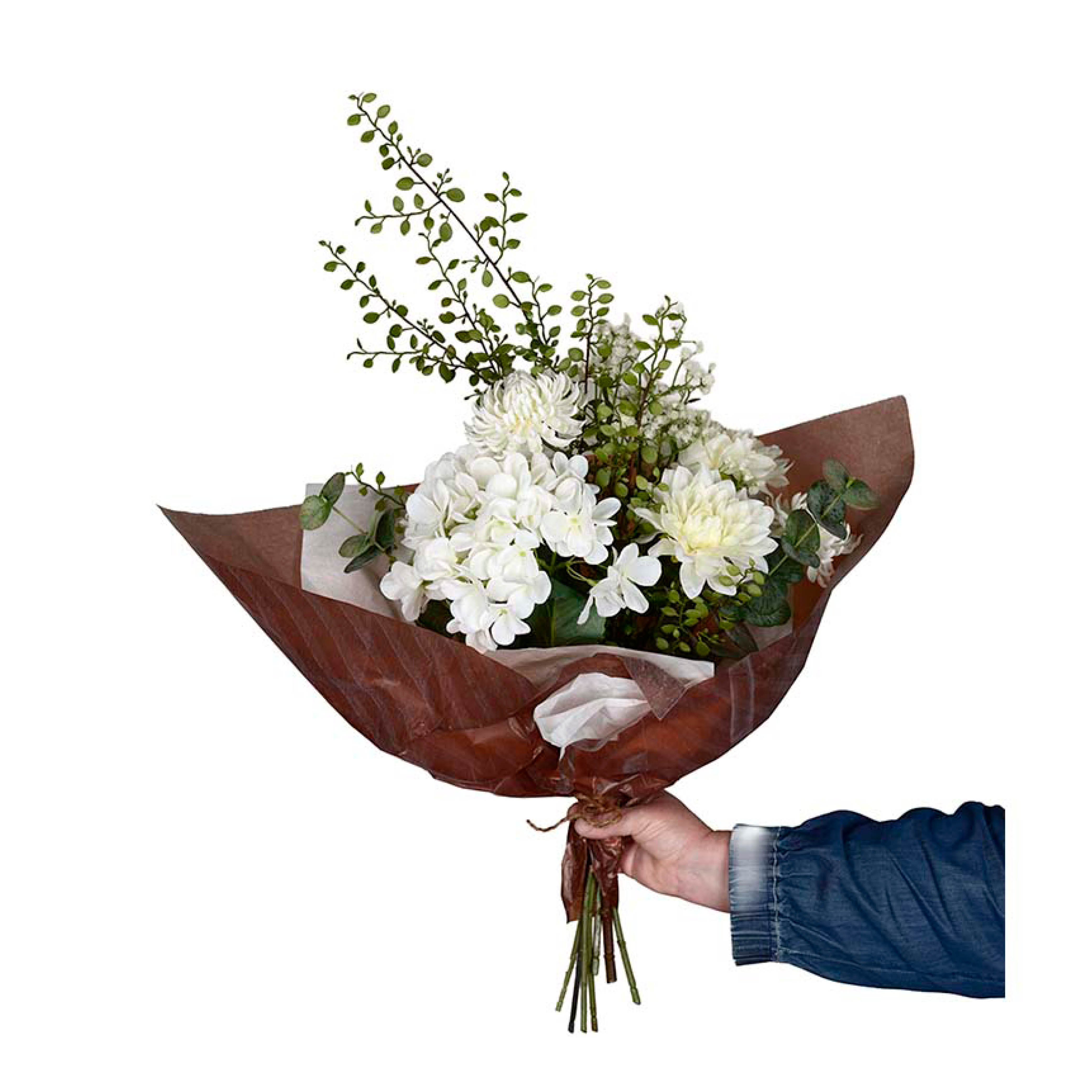 Mr Plant Siri keinotekoinen kukkakimppu 85 cm valkoinen ja vihreä