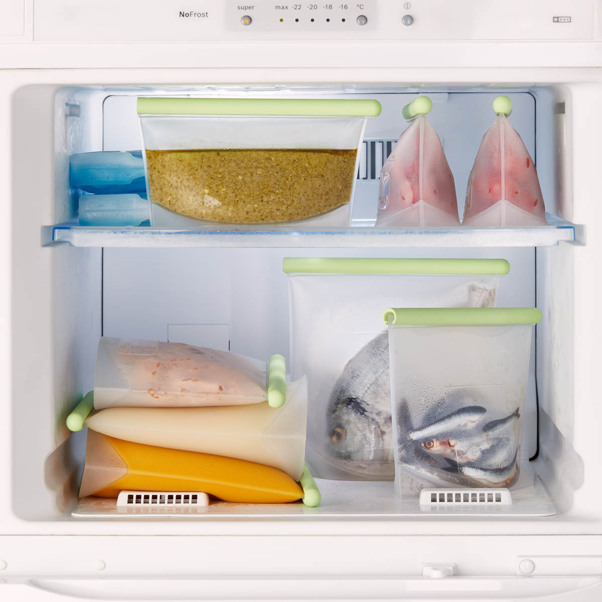 Lékué Återanvändbar silikonpåse 3 delar 0,5/1/1,5 L grön