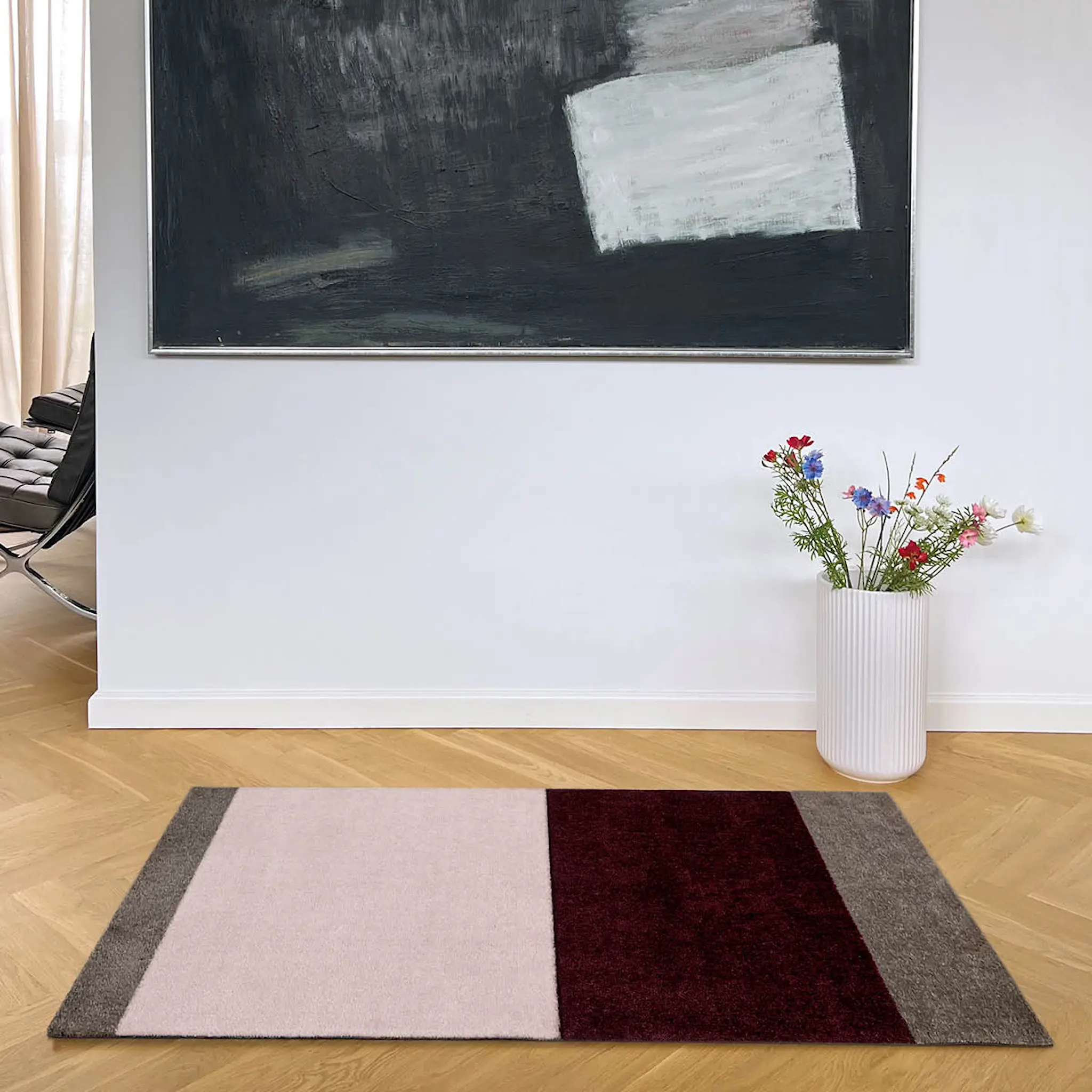 Tica Copenhagen Stripes Horizontally golvmatta 120x67 cm bordeaux/rose/sand