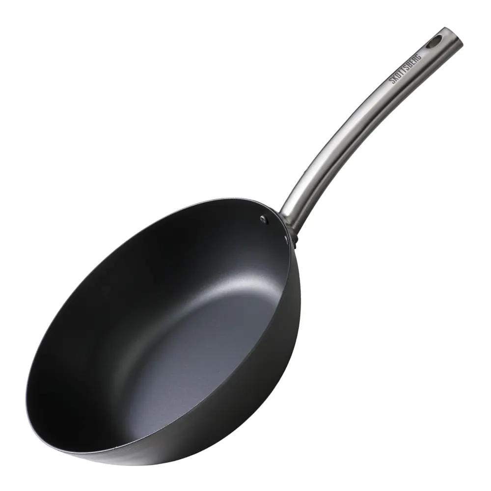 Wokpanne i kullstål 28 cm