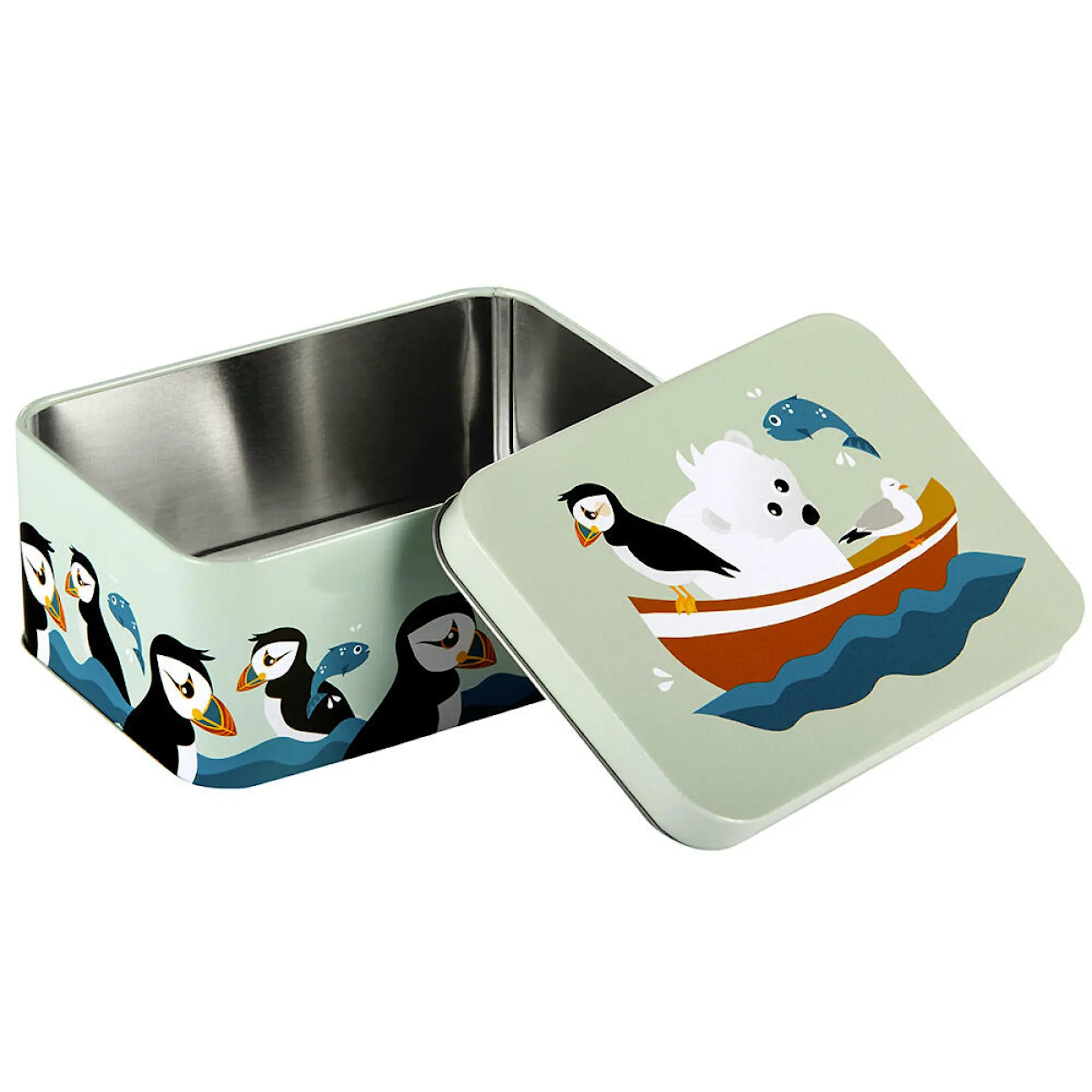 Blafre Lunnefågel matlåda / förvaringslåda plåt 10x14 cm blå