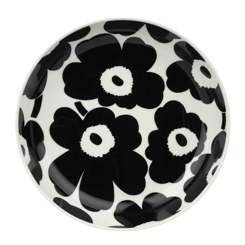 Marimekko Oiva Unikko dyp tallerken 20,5 cm svart/hvit