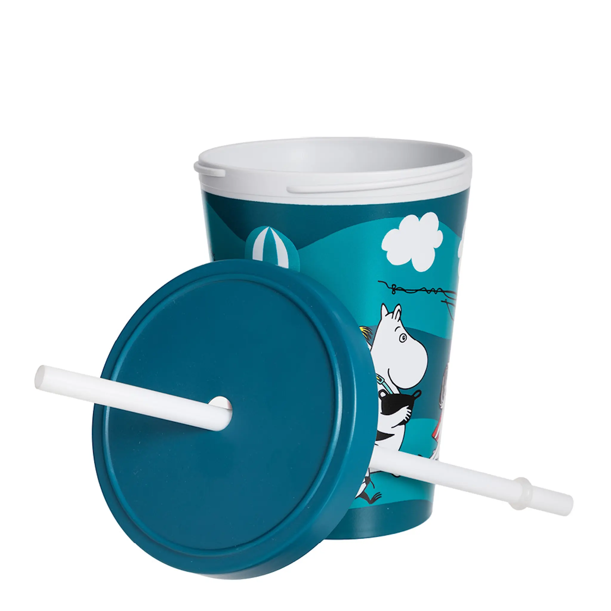 Martinex Mumin mugg med sugrör gård 45 cl blå