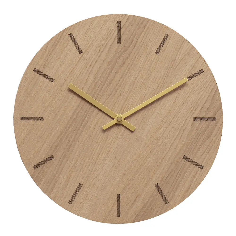 Light Oak Seinäkello 28 cm Vaalea tammi/Kulta